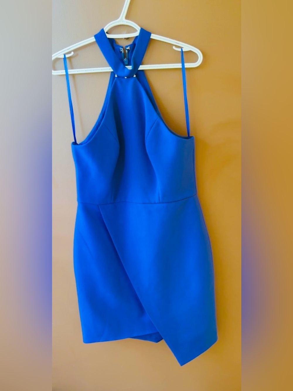 BCBG Electric Blue Halter Midi Dress